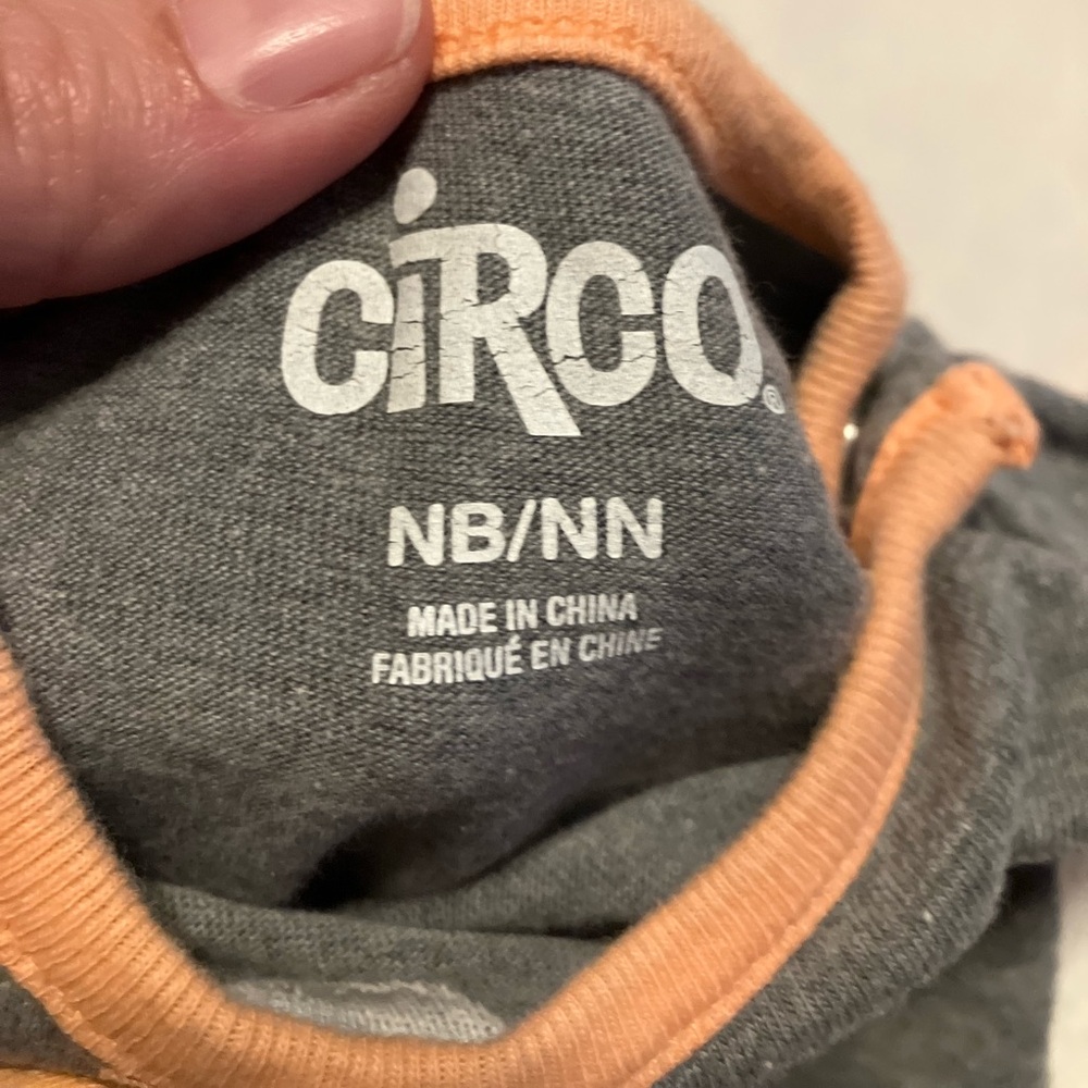 Circo Gray Bodysuit with Peach Trim and Polka Dot Pants - Picture 3 of 5